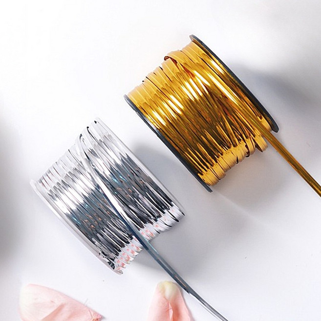 기프트 포장와이어 빵봉지 포장끈 빵끈 철사 롤 리본 타이 선물포장 포장지 답례품, 91M, 1개, 실버