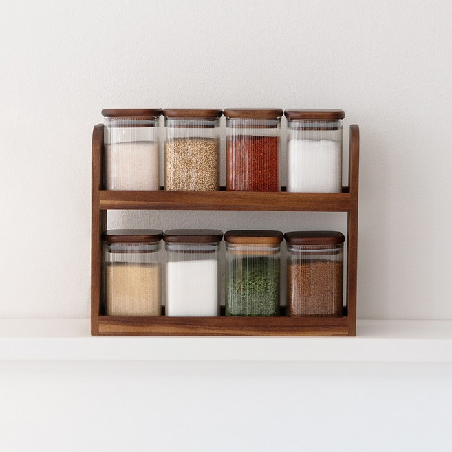 우드시엘 양념통 조미료통 양념통세트 8p 밀폐 유리양념병 조미료통세트 선반, 각인 없음, 1개