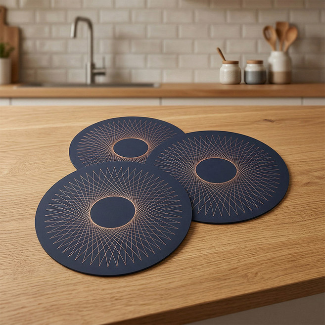 해비토리 실리콘 인덕션 보호 패드 330도 내열, 3개, 네이비
