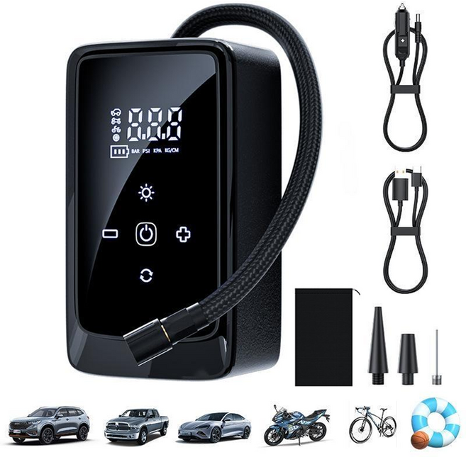 HELLOLEIBOO 휴대용 무선 타이어 공기 펌프 901A, 블랙, 1개