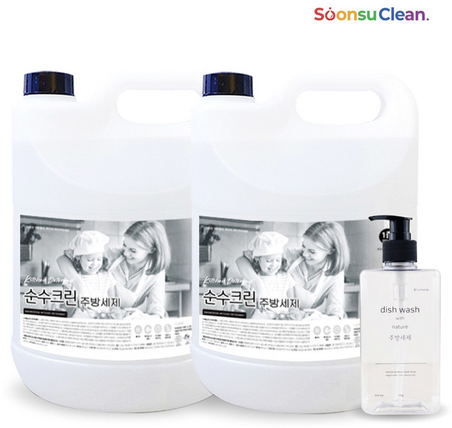 순수크린 베이킹소다 주방세제 대용량 프리미엄 저자극세제, 4L, 2세트