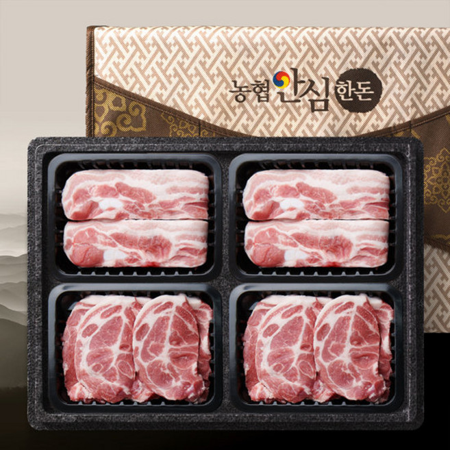 [농협안심한돈] 한돈 선물세트 2kg 삼겹살x2/목살/앞다리살, 1개