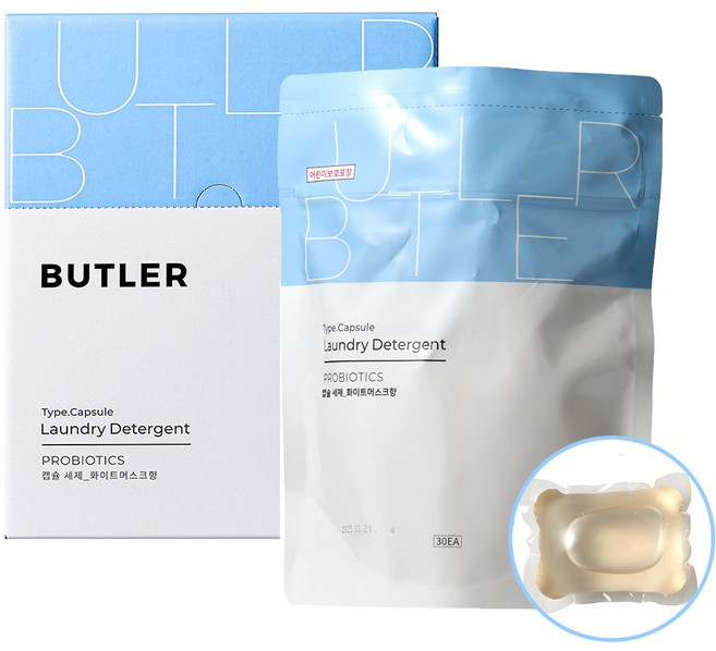 버틀러 프로바이오틱스 캡슐 세탁세제 화이트머스크향, 30캡슐 x 1팩, 1개, 14g