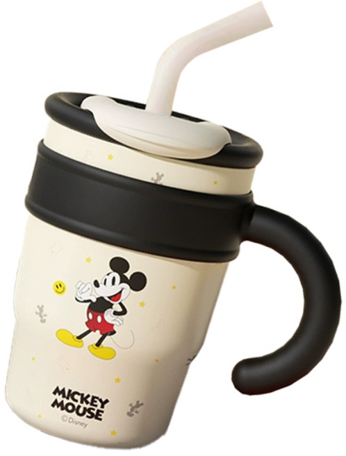 디즈니 미키마우스 대용량 더블 드링크 보온 보냉 텀블러, 1개, 크림 + 블랙, 700ml