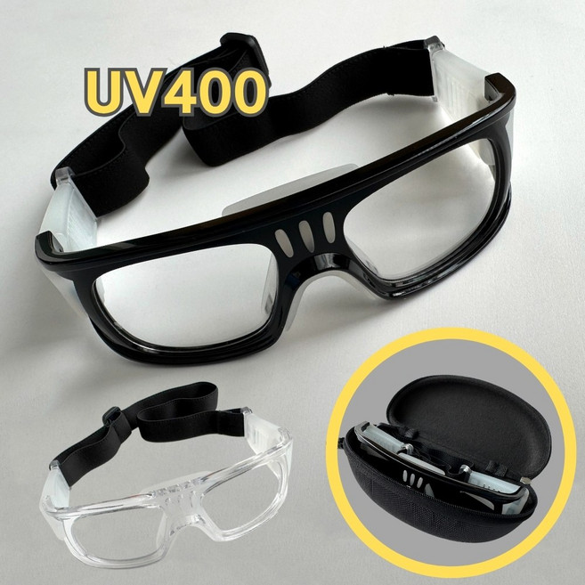 글라시즈 스포츠 밴드형 고글 보호 안경 축구 농구 케이스 포함, 1개, 블랙컬러