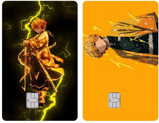 귀멸의칼날 카드스티커 카드커버 체크카드 신용카드 카드스킨 귀칼 카드커스텀, 1세트, 젠이츠(B)