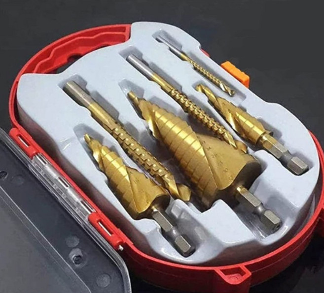 전문가용 티타늄코팅 임팩 드라이버 육각 나선형 홀쏘 스텝드릴비트 6종세트, 단품, 1개