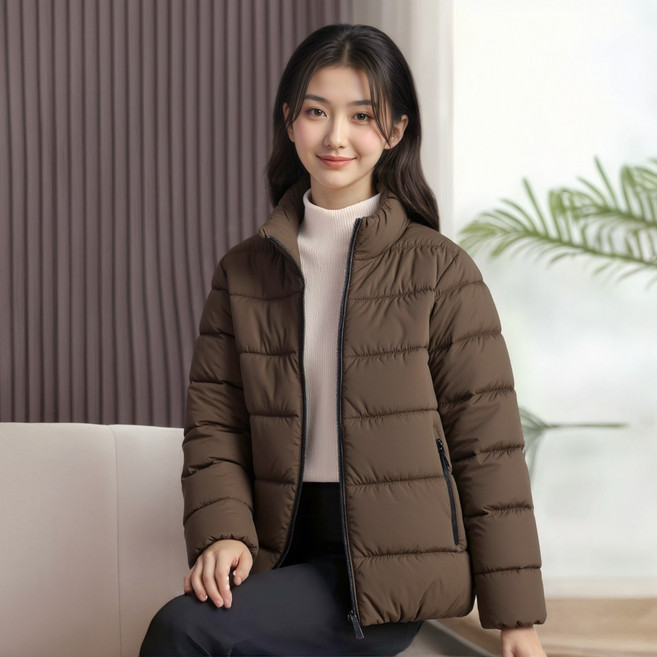 가을 겨울 여성용 두꺼운 패딩 자켓 - 캐주얼 우아한 코튼 아우터 - 보온성 오픈 카디건 - 겨울 보온 코트 - 짧은 기장 스탠드 칼라 디자인 - 수축 소매와 밑단 디자인