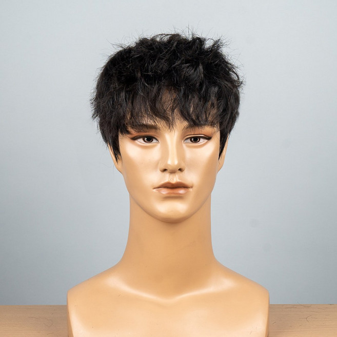 블링하이 Z컬 스핀 스왈로 ABC전체가발 남자가발 군인가발 남자 전체가발, 1개, 1. 내츄럴블랙 M사이즈