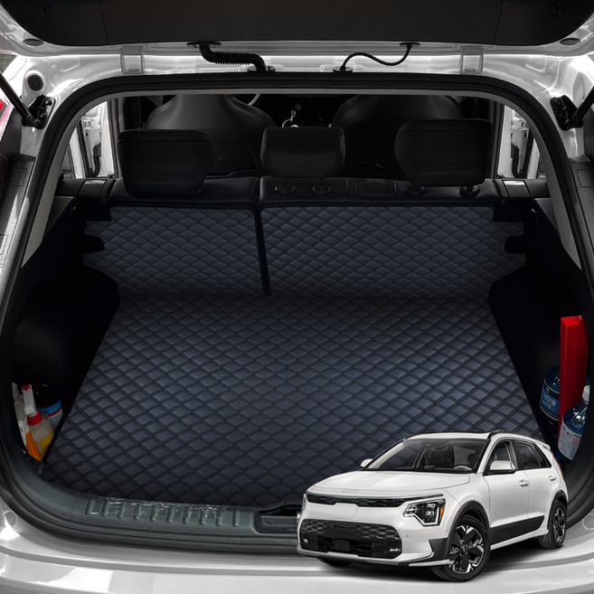지엠지모터스 퀼팅 가죽 트렁크매트 풀세트, 올뉴니로EV(22.05~), 올블랙