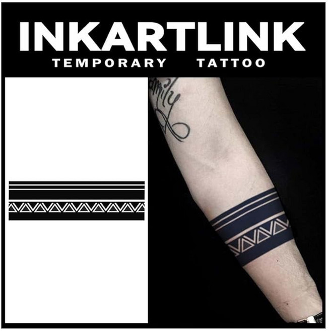 INKARTLINK 세포 착색 암밴드 타투 스티커 남성용 팔 둘레 2매 세트 멋스러움 모던 디자인