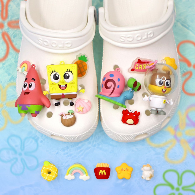 네모바지 별가 핑핑이 다람쥐 더비츠 세트 신발 참 실내화 꾸미기 클로그 파츠 신꾸 더하다샵