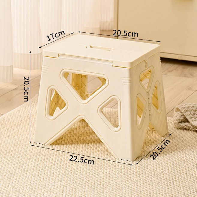 折疊凳 兒童成人便攜小板凳 戶外釣魚凳子, 1個, 加厚【中號】可折疊【奶油白】凳腳加配防滑墊