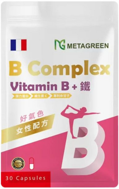 元綠生技 B群 鐵複方 女性配方 活力補給 紅潤好氣色, 1個, 30顆