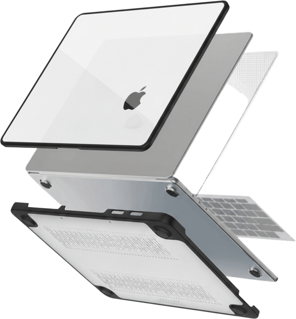 맥북 무광 반 투명 케이스 + 액정보호필름 + 키보드스킨, 1세트, 블랙