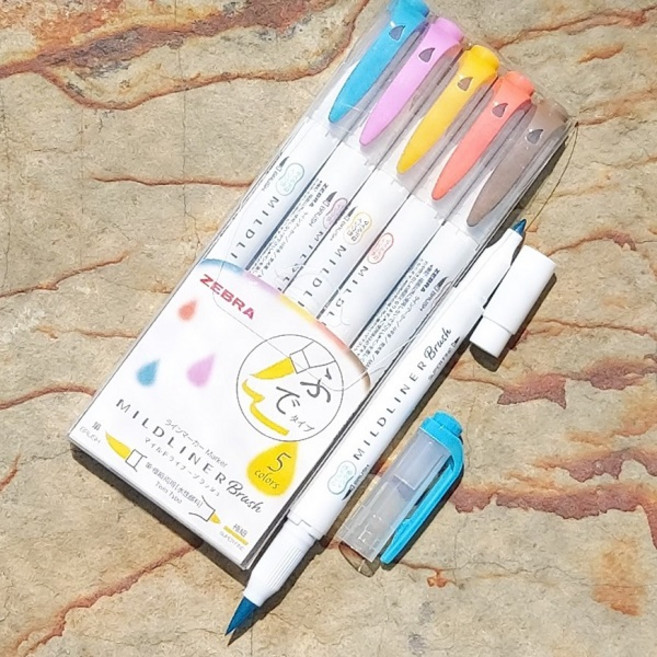 제브라 붓타입 트윈닙 형광펜 마일드라이너 Brush 5색세트 Deep_Warm Color, 상세페이지 참조, 상세페이지 참조