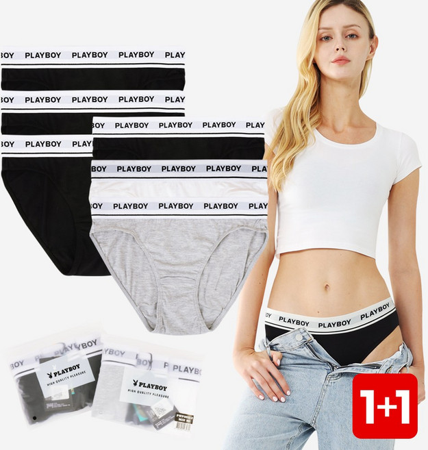 플레이보이 여성 속옷 우먼 아웃밴드 삼각팬티 3매입 1+1