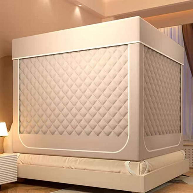 Mochae 사각 난방텐트 실내 방한 보온 텐트 모기장 기숙사 암막 침대 커튼 사계절 일체형 암막텐트 세트