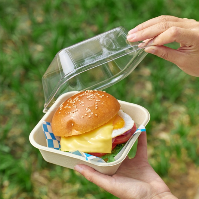 펄프 도시락 B-003D 크라프트 사각 포장용기 햄버거 케이크 버터떡 트레이 10개 세트, 1개, 10세트