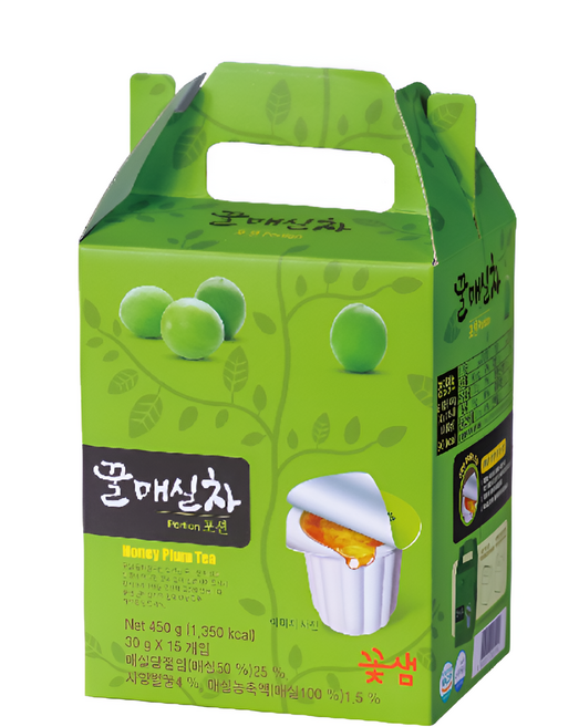 꽃샘 꿀매실차 포션 450g 15개입 1박스 매실 과육 꿀 액상차 음료 잼 에이드 샐러드