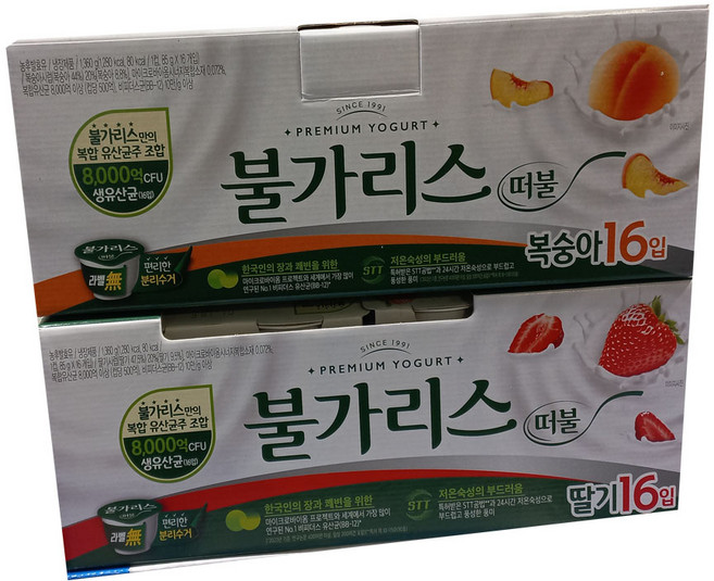 코스트코 남양 떠먹는 불가리스딸기맛 + 복숭아맛 아이스발송, 1.36kg, 2