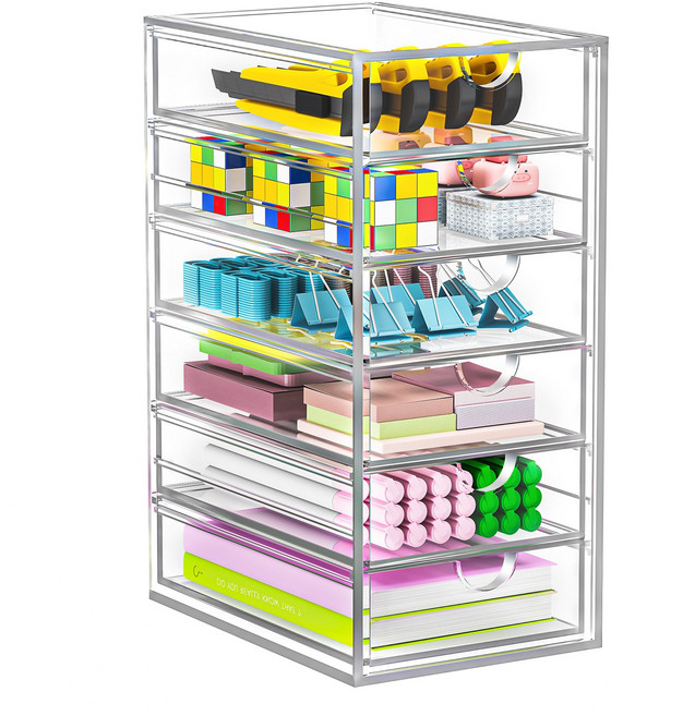 Kipnos 투명창 서랍 다용도 펜트리 수납 정리함 리빙박스 서랍 정리함 수납함 팬트리 정리함, 6개, 투명