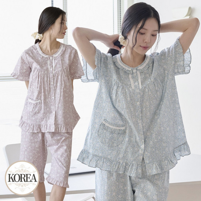 여성 반팔 잠옷 세트 홈웨어 세버리 M5407