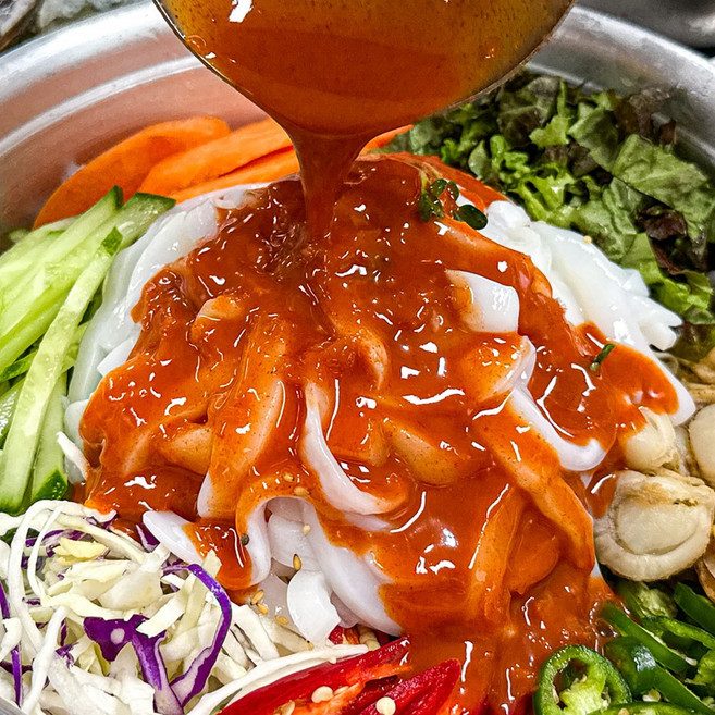 특제 속초식!! 갑오징어 물회 (갑오징어채+양념육수), 1개, 갑오징어채200g+양념육수340g