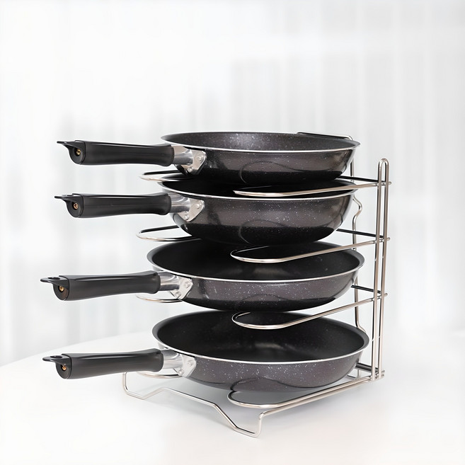 케이리빙 플러스업 스텐 프라이팬 거치 정리대, 4단