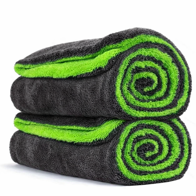 온느 프리미엄 극세사 양면 드라잉 세차타올 고중량 40 x 40 2매세트, 2개, 멜란지그린