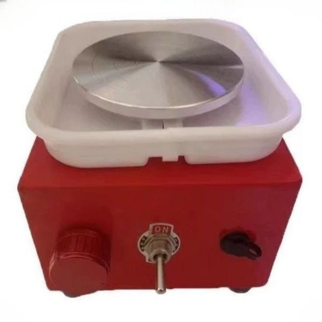 전기물레 미니물레 도예 취미 턴테이블 도자기 자동 빨간색 사각 물받이 10cm 전기형도예 도구