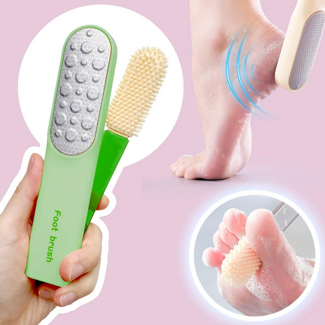 깔끔더하기 양면 발각질 제거기 풋파일 브러쉬, 1개, 그린