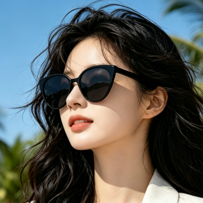 라이징모 캣츠아이 레트로 뿔테 편광 선글라스