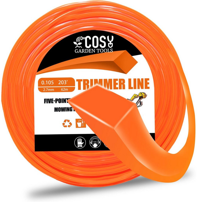 1LB 7MM 0MM 나일론 잔디 트리머 라인 브러시 커터 스트리머 로프 깎기 와이어 깎는 기계 액세서리 문자열, 2 7mm 62m squa