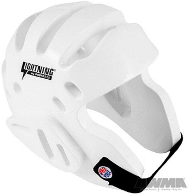 ProForce 라이트닝 가라테/무술 스파링 헤드기어 (레드 청소년 (머리 둘레: 50.8cm), White, Youth, 1개