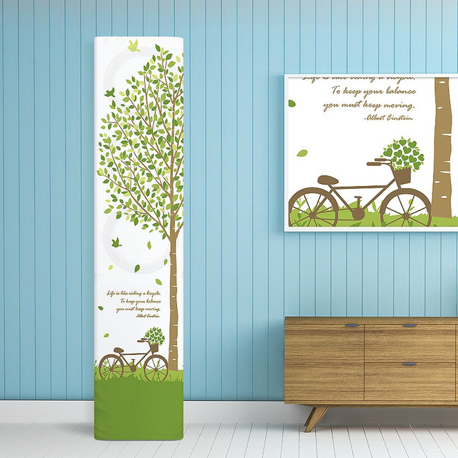 리빙위키 스탠드형 LG듀얼전용 에어컨커버_보관카바 에어콘덮개 먼지차단, 해피트리