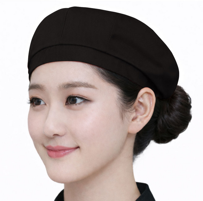 아그노 주방 베레모 위생 모자, 블랙, 1개