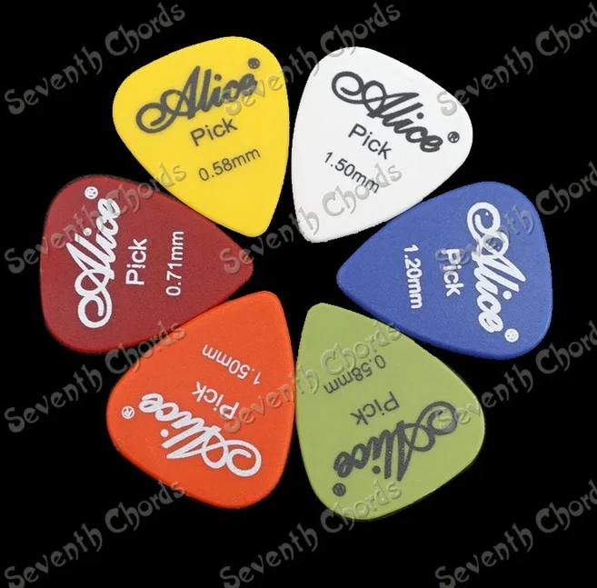 120 Pcs 앨리스 AP-Q 서리 낀 슬립 믹스 컬러 기타 픽 Plectrums 0.58mm0.71mm.0.81mm0.96mm.1.2mm1.5mm 선, 07 6 Thickness Each X20, 1개