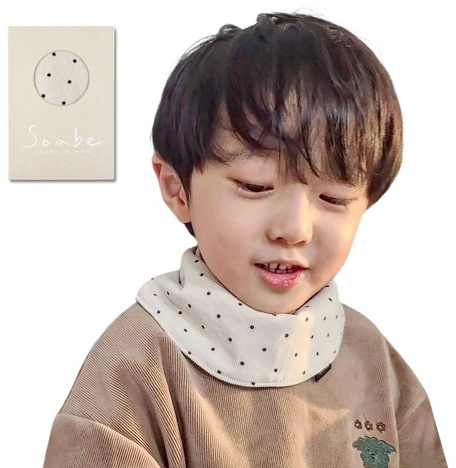 유아동 극세사 스노우빕 면 소재 겨울 스카프빕 바나나빕 2p 세트