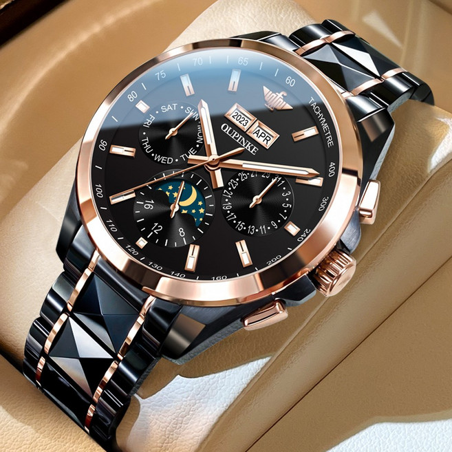 OUPINKE 남성 시계 정품 자동 기계식 오토매틱 럭셔리 명품 워터프루프 야광