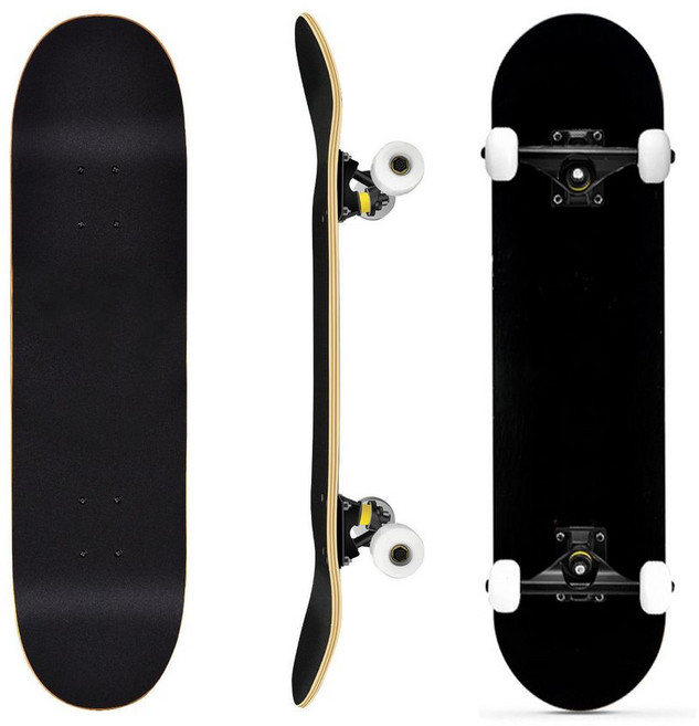 專業成人兒童滑板 四輪楓木板 初學者滑板 雙翹板 造型滑板, 專業車線輪-純黑, 1個
