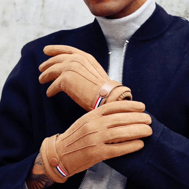 토리모 고급 남성 무스탕 가죽 장갑 스웨이드 스마트폰 양털안감