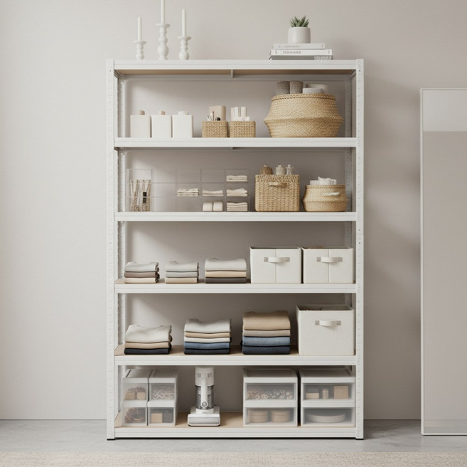 페리코 철제 무볼트 조립식 앵글 선반 화이트 5단, 6단