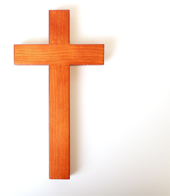 고급 원목 벽걸이 십자가 순수평면, 155 x 290mm