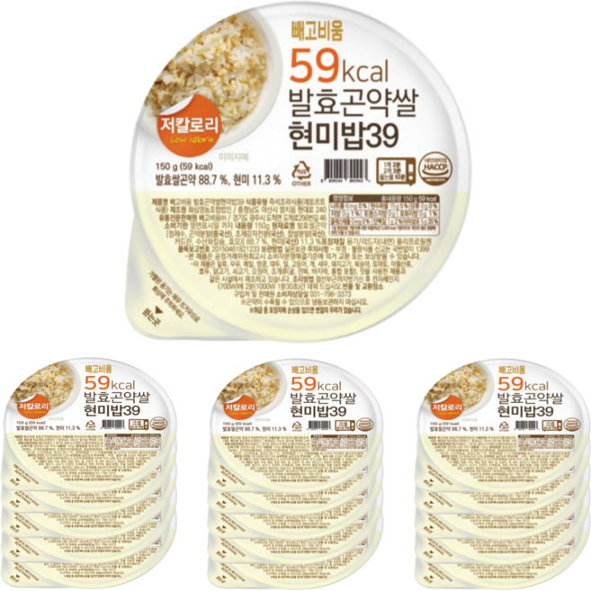빼고비움 최저 칼로리 100g당 39kcal 발효곤약쌀현미밥39, 150g, 16개