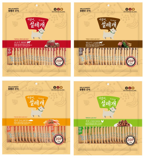 설레개 강아지 간식, 300g, 4개, 4종콤보