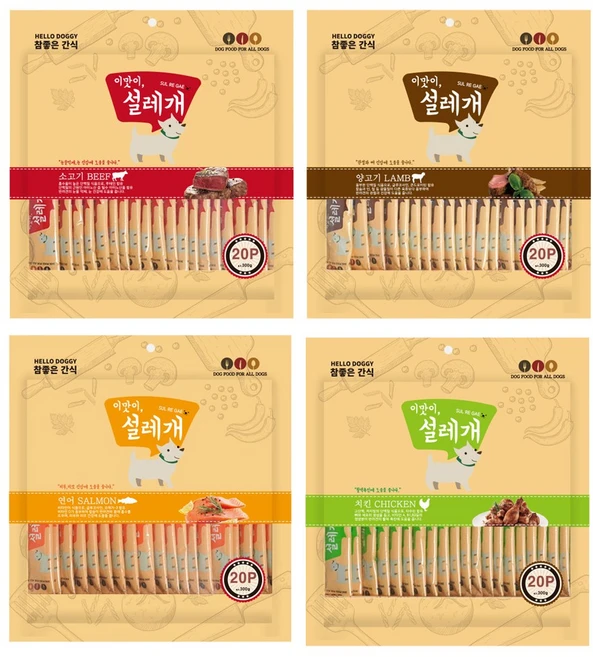 설레개 강아지 간식, 300g, 4개, 4종콤보 - 쿠팡
