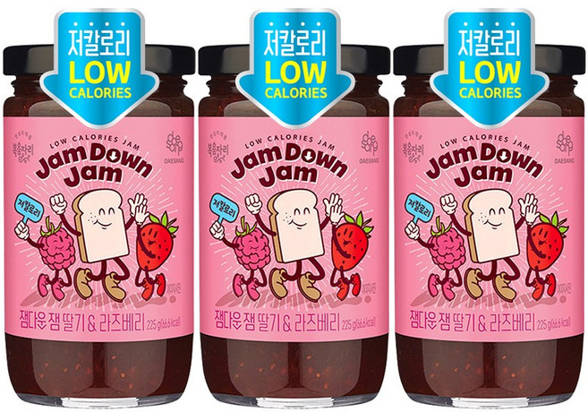 복음자리 잼다운 잼 딸기 앤 라즈베리, 225g, 3개