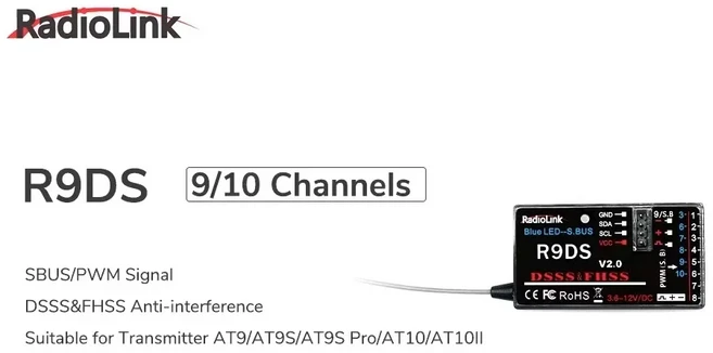 Radiolink R9DS RC 리시버 9 채널 비행 정보 변속기 SBUS PWM 신호 AT10II 과 호환 가능, 01 2PCS, 01 R9DS