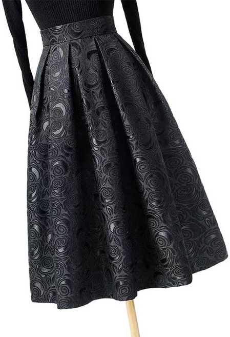 셀럽당 여성용 셔링 미디스커트 하이웨스트 A라인 스커트 옆지퍼 빅사이즈 스커트 Y00385